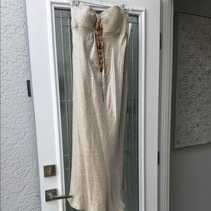 Adrianna Papell Cream Strapless Midi Dress